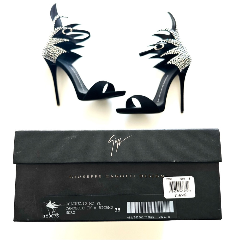 Giueseppe Zanotti Limited
Edition Starburst Rhinestone & Suede Heels Size 38 NIB - Picture 16 of 16